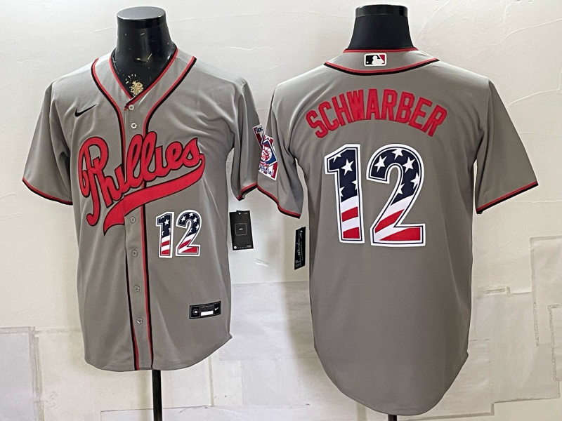 Men 2026 Philadelphia Phillies #12 Schwarber grey Game Nike MLB Jersey 0826006->philadelphia phillies->MLB Jersey